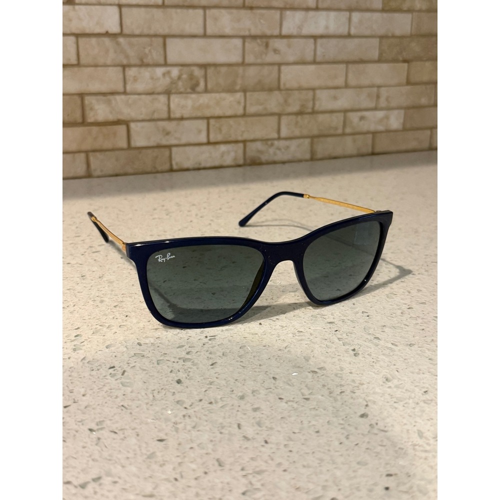Ray-Ban RB4344 6535/3M Blue Gradient Grey Lens Gold Sunglasses